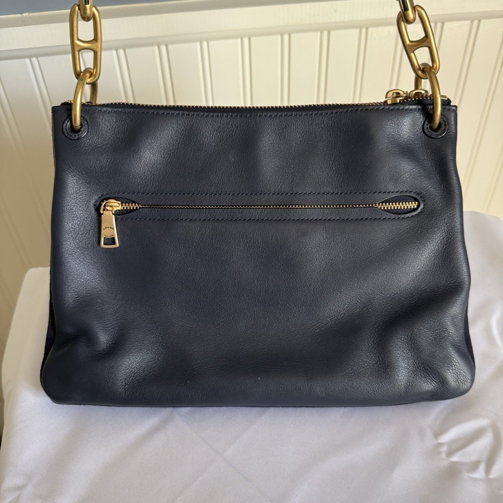 Coach Dreamer 54070 Shoulder Bag Purse Midnight Navy Blue Charms Rivets Medium - Picture 4 of 16